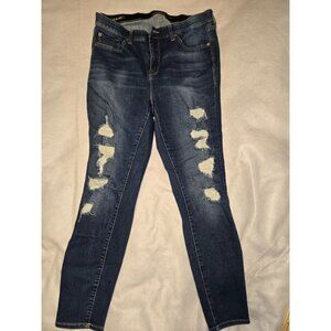 Torrid Women's Premium Sky High Distressed‎ Skinny Jeans 16R Medium Wash Denim